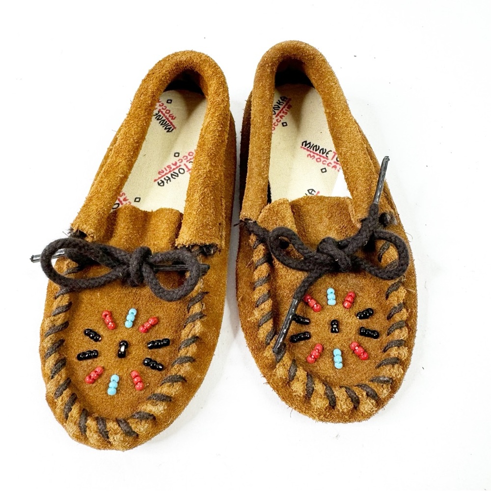 Minnetonka Beaded Suede Moccasins